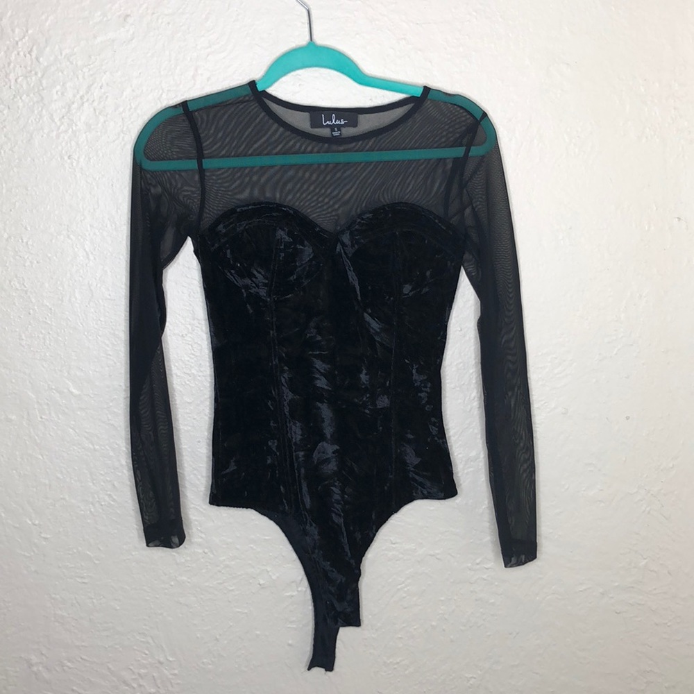 Lulus Black Velvet Bodysuit